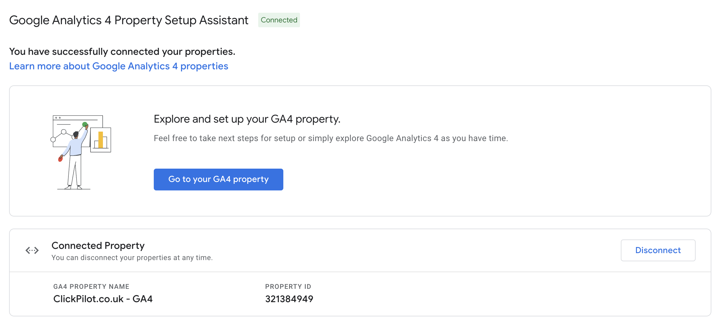 Google Analytics 4 Property Setup Complete Notification