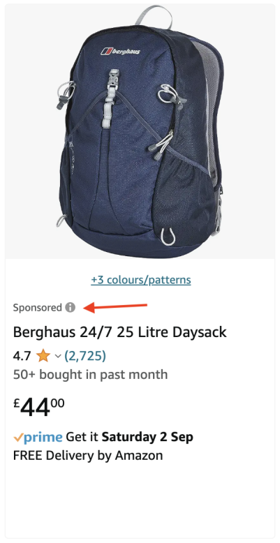 An example of an Amazon sponsored product listing