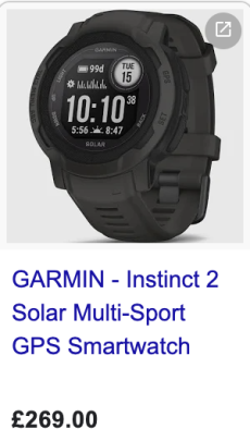 Example of Google Shopping Ad for Garmin Sports Watch