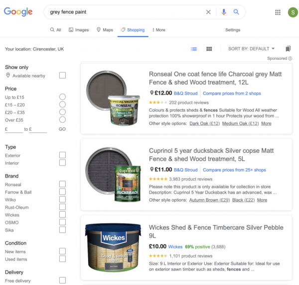 What is google Shopping - Search Result Example Two