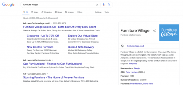 Google SERP Example Paid Ads Brand Search 2