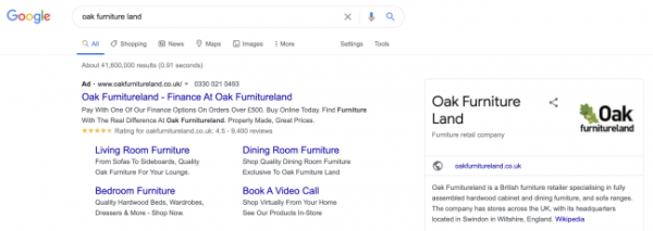 Google SERP Example Brand Search